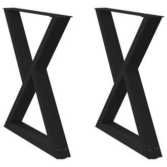 vidaXL Gambe Per Tavolo Da Pranzo 2 Pz Nere 80x(72-73,3) Cm In Acciaio - Vidaxl