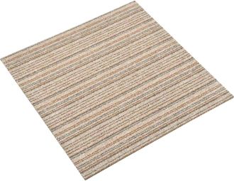 vidaXL Alfombra 20 Uds. Beige A Rayas 50 X 50 Cm 100% Polipropileno Vidaxl