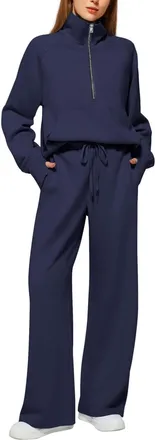 Generic Tracksuit Womens Full Set Lounge Wear Sets 2 Pieces Ladies Tracksuits Comfort Long Sleeve Activewear Zip Coat Tops Trousers Sets Fashion Casual Autumn