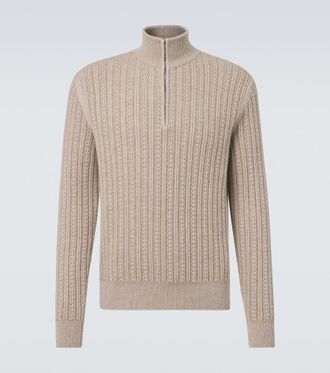 Agnona Cashmere, wool, and silk half-zip sweater