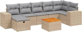 vidaXL Juego De Sof&aacute;s Jard&iacute;n Con Cojines Beige Mezcla 8 Pzas Rat&aacute;n Pe Vidaxl