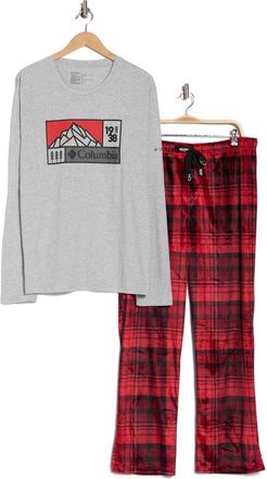 Columbia Long Sleeve T-Shirt & Pants Pajamas in Red Multi/Light Heather Grey at Nordstrom Rack, Size X-Large