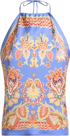 Etro printed silk top - women - Silk - OS - Blue