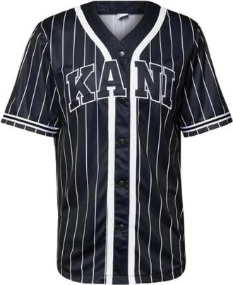 Karl Kani Casual Baseball Shirt met Serif Logo - Heren - T-shirts - Zwart - L - Polyester - Tops