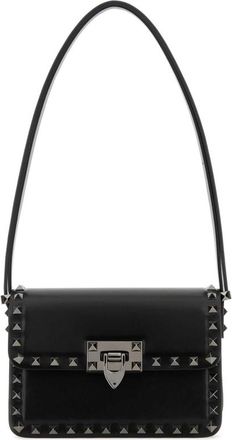 Valentino Garavani Black Leather Rockstud23 Shoulder Bag