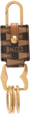 Bally Pennant-pattern leather keychain - men - CALFSKIN - One Size - Brown