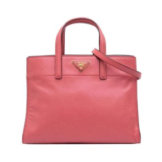 Prada Pre-owned Tote Bags, female, Pink, Size: ONE SIZE Pre-owned Structured Leather Tote