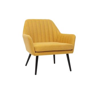 Miliboo Miliboo - Sill&oacute;n Moderno De Tela Efecto Aterciopelado Texturizado Amarillo Mostaza Y Metal Negro Gaston