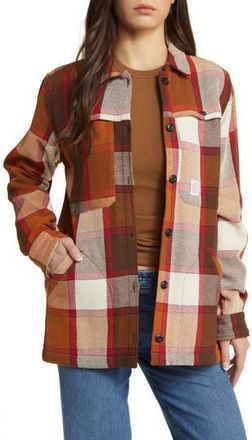 Topo Designs Mountain Oversize Plaid Organic Cotton Shirt Jacket in Brown/Natural Plaid at Nordstrom Rack, Size X-Small