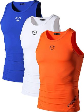 Jeansian Mens 3 Packs Sport Compression Tank Tops Vests Shirt LSL3306 PackE XXL