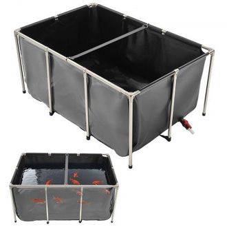 OEM Estanque De Lona Sobre Suelo 1023,3 L De Pvc Con Panel De Visualizaci&oacute;n Transparente Tanque Rectangular 150x100x70 Cm Para Peces Dorados Con Marco De 
