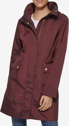 Cole Haan Womens Signature Packable Hooded Rain Jacket - Purple Size Medium