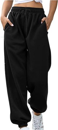 Generic Womens Drawstring Sweatpants 2025 Clearance High Waisted Baggy Joggers Sport Active Workout Jogger Pants with Pocket Trousers Solid Color Straight Tra