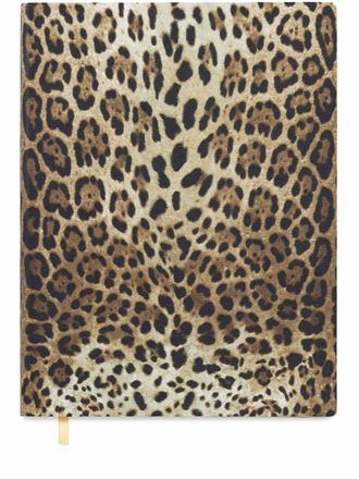 Dolce & Gabbana large ruled leather notebook - unisex - Paper - One Size - Brown