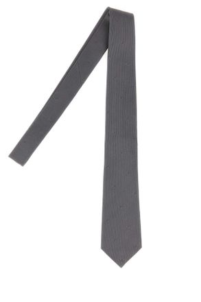 Gucci Mens Grey Jacquard Tie Lead Silk Fabric Cravatte E Papillon Ties