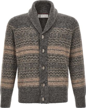 Brunello Cucinelli Grey Nordic Jacquard Cardigan