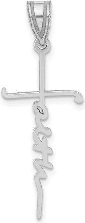 Diamond2Deal 14k White Gold FAITH Cross Charm Pendant