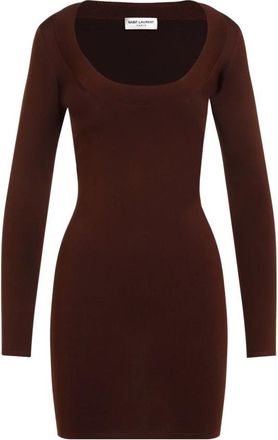Saint Laurent Chocolat Mini Jurk - Dames - Korte kleedjes - Bruin - M - Kleedjes