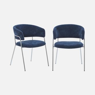 Sweeek Sill&oacute;n Vintage De Tela Con Estructura Cromada, Set De 2