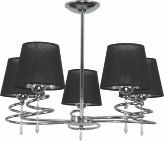 OEM L&aacute;mpara De Techo Cromada Con Cristales, Pantalla Negra, Queen Negro Ii 12-680