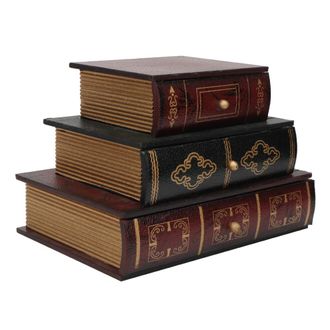 OEM Caja De Almacenamiento Vintage, Caja Cl&aacute;sica De Madera Marr&oacute;n Con Forma De Libro, Caja De Almacenamiento Oculta, Joyero, Caja Decorativa Con Forma De 