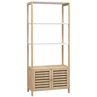 HOMCOM Estanter&iacute;a de ba&ntilde;o 63x30x138 cm madera natural y blanco