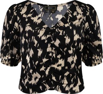 Faina Gedrapeerd blouseoverhemd Dames zwart/beige