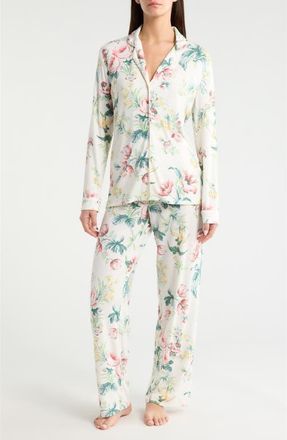 Nordstrom Moonlight Eco Knit Pajamas in Ivory- Coral Orange Blossom at Nordstrom, Size X-Small