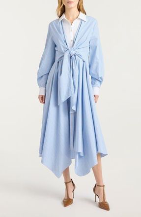Cinq &agrave; Sept Evie Stripe Viviette Long Sleeve Dress in Light Bluebell at Nordstrom, Size 12