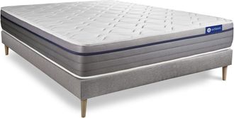 Actisom Somier gris + colch&oacute;n con espuma viscoel&aacute;stica 130 x 190