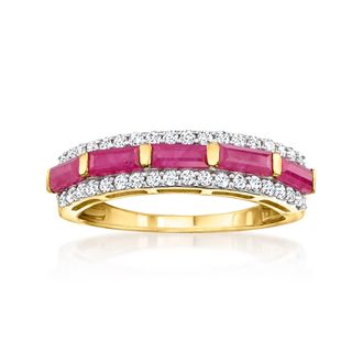 Ross-Simons Ruby and. Diamond Ring in 14kt Yellow Gold