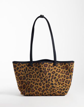 Baggu Borsa shopping Baggu double-face nera e leopardata-Multicolore