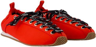 Ganni Womens Lace-Up Sporty Flat Red Synthetic