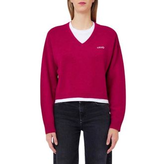 Liu Jo V-hals Gebreide Kleding - Dames - V-hals truien - Rood - S - Wol - Truien & Vesten