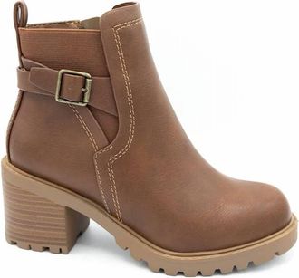 Soda Womens Lora Chunky Heeled Bootie In Brown