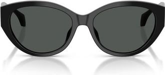 Versace 56mm Gradient Oval Sunglasses in Black/Dark Grey at Nordstrom