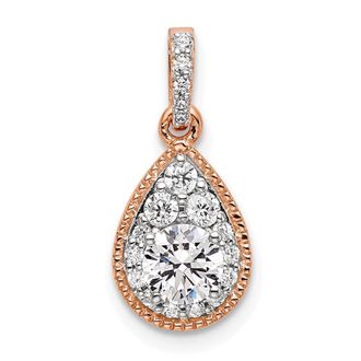 Diamond2Deal 14K Rose Gold Lab Grown Diamond Teardrop Pendant (0.51ct, VS, G-H)
