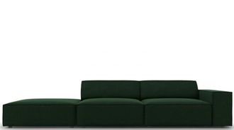 BLOOMINGLOFT 3-Sitzer Designsofa Jodie mit Ottomane links - Samtbezug