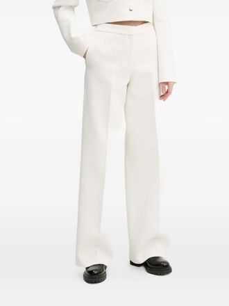 HUGO BOSS tweed wide-leg trousers - White