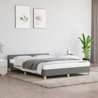 vidaXL Bed Frame with Headboard Dark Gray 53.9x74.8 Full Fabric