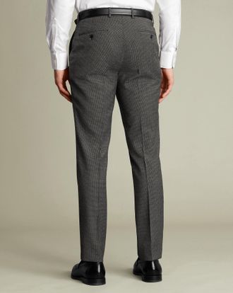 CHARLES TYRWHITT Wool Stretch Puppytooth Trousers - Slate Grey Size 30/30 by Charles Tyrwhitt