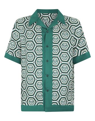 Philipp Plein Silk Bowling Shirt Monogram 70S