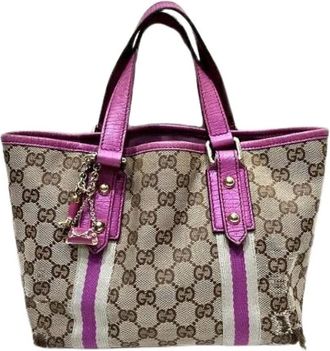 Gucci Pre-owned Handbags, female, Pink, Size: ONE SIZE Pre-owned Canvas Handbag