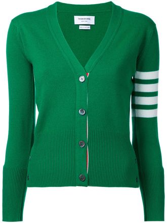 Thom Browne cashmere V-neck cardigan - women - Cashmere - 42 - Green