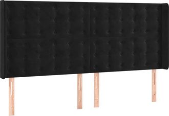 vidaXL Cabecero Con Led De Terciopelo Negro 203x16x118/128 Cm Vidaxl