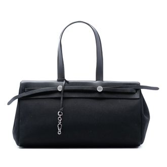 Herm&egrave;s Tweedehands Toile en Vache Hunter Leer Herbag Cabas Mm