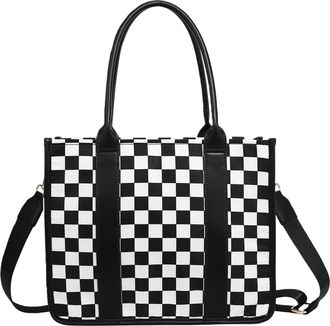 Generic Kexpery Womens Handbag Nylon Checkered Adjustable Messenger Bag Large Capacity Travel Shopping and Work Bag