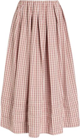 Faithfull The Brand Cales Checked Cotton Midi Skirt - Red And White - S (UK8-10 / S)