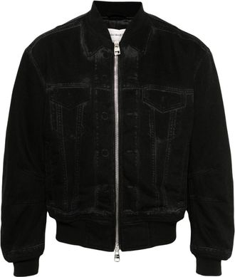 Alexander McQueen denim bomber jacket - men - Polyester/Cupro/Cotton - 48 - Black