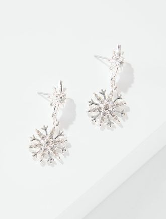Talbots Sparkling Snowflakes Drop Earrings - Crystal/Shiny Silver - 001 Talbots